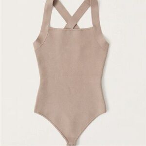 Abercrombie crossback sweater bodysuit small tan